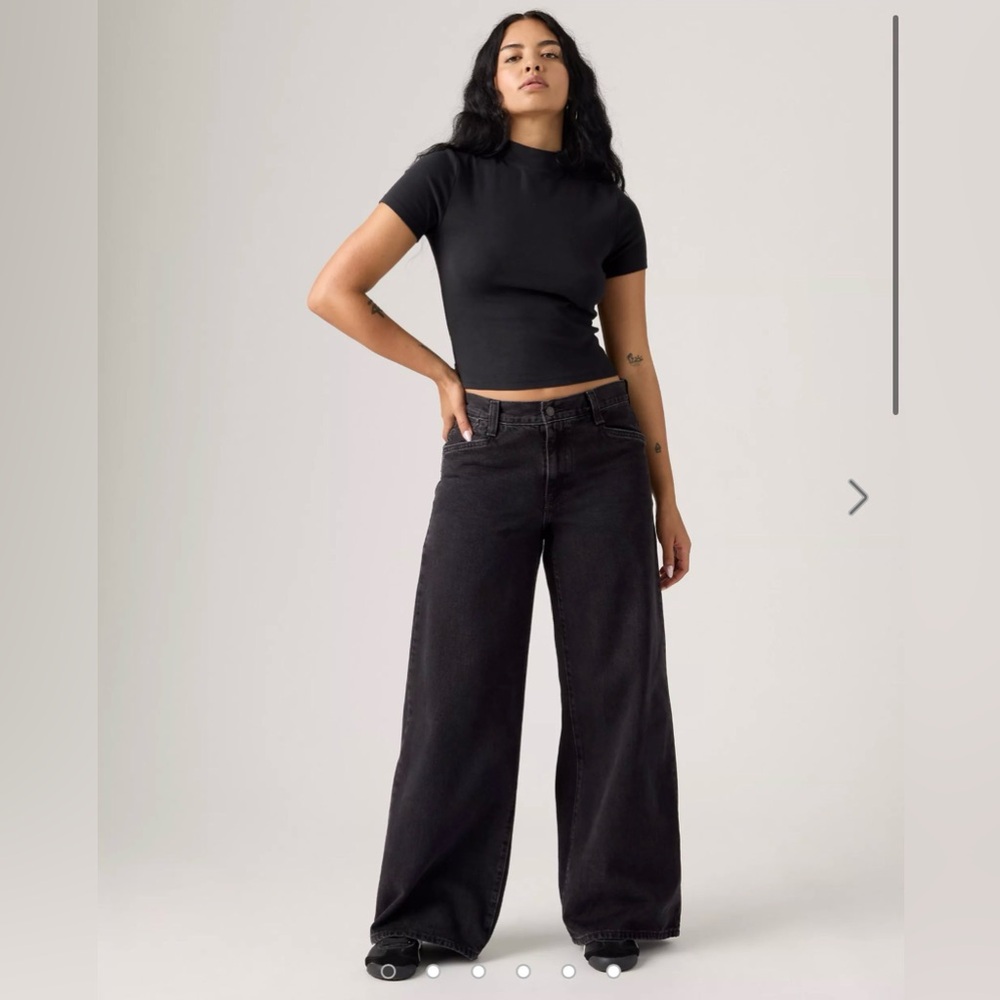 Levi's Black 94 Baggy Wide Leg Denim Jeans Size: 28 Length: 31